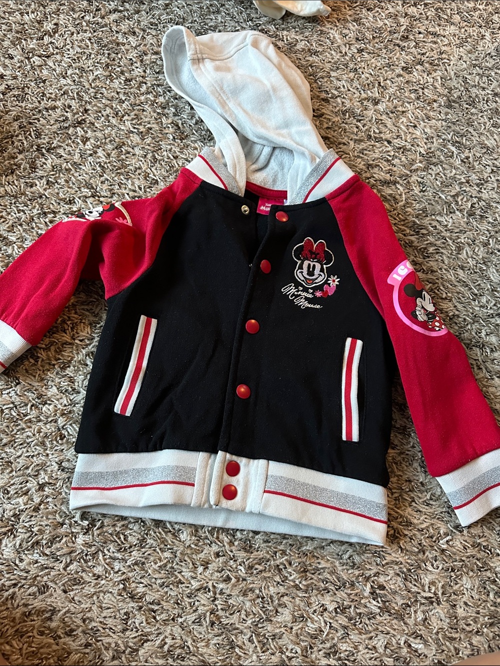 Like new 3t Disney Minnie Mouse Girls' Black & Red Hooded Jacket